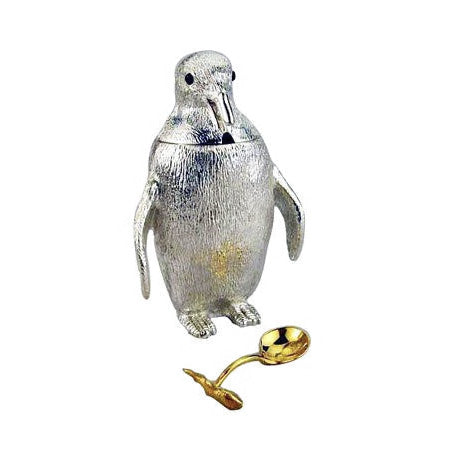 Condiment M/Pot With Spoon - Penguin (Partial Gilt)